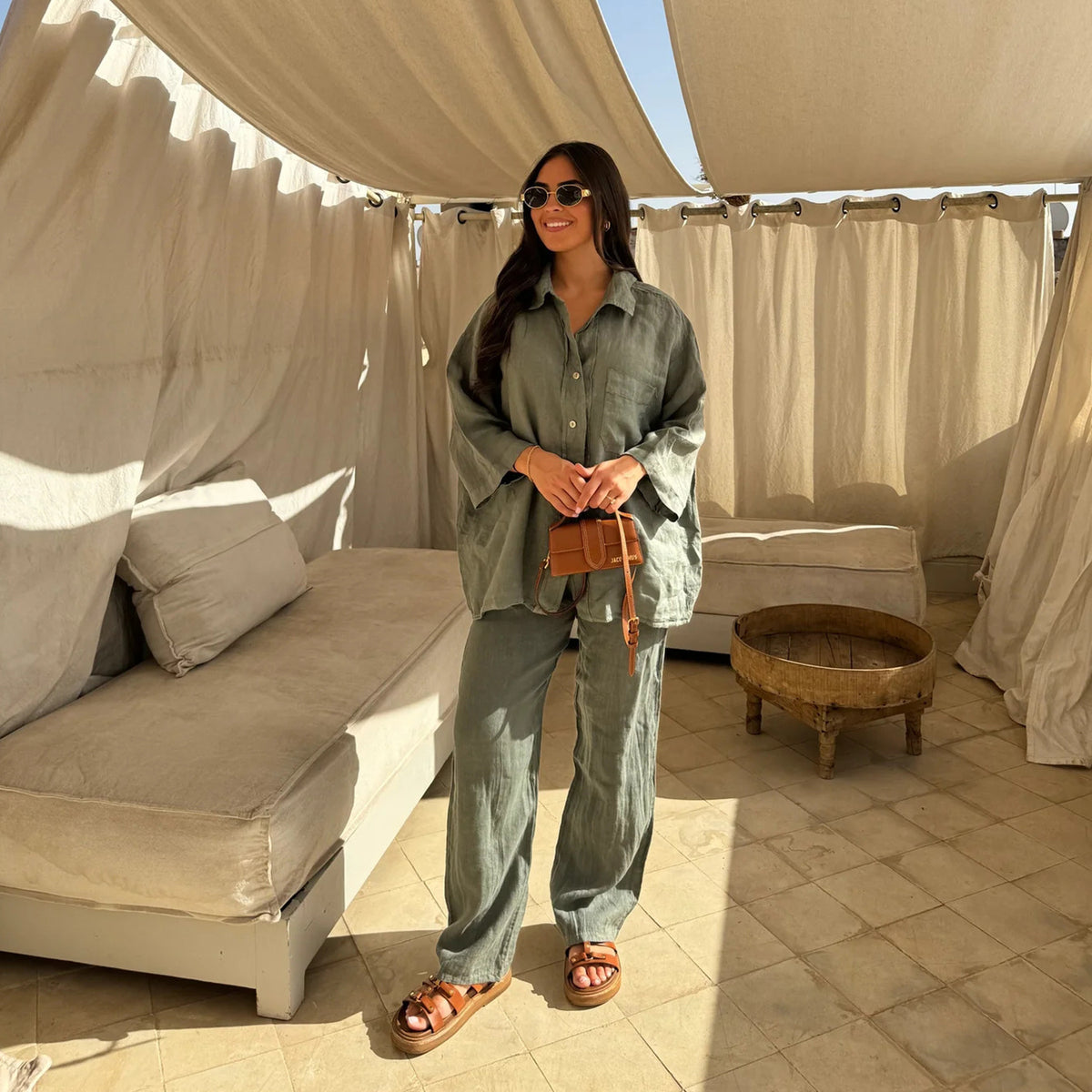 Loose Casual Wide Leg Pants & Long Sleeve Shirt Co-ord Set - Stylish Comfort