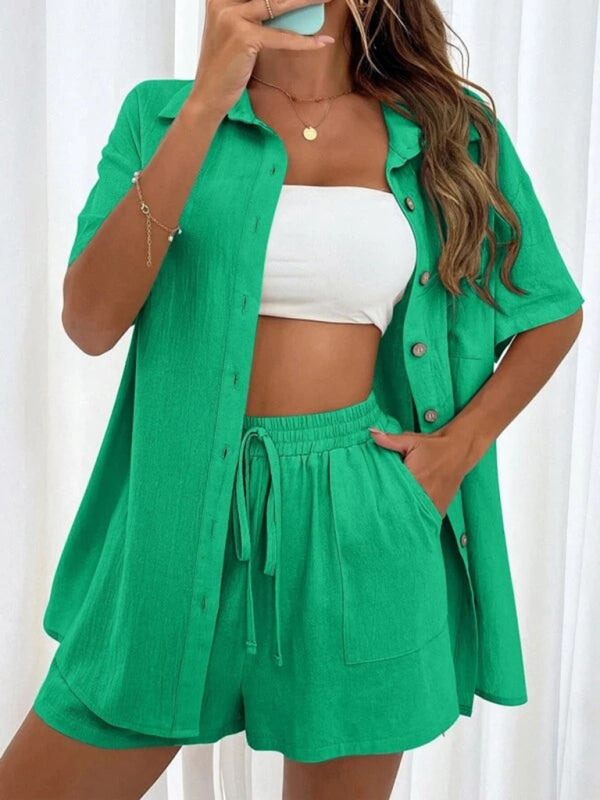 Loose-fit Short-sleeve Short Two-piece Shorts & Top Co-ord Set