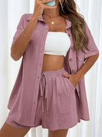 Loose-fit Short-sleeve Short Two-piece Shorts & Top Co-ord Set