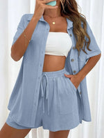 Loose-fit Short-sleeve Short Two-piece Shorts & Top Co-ord Set