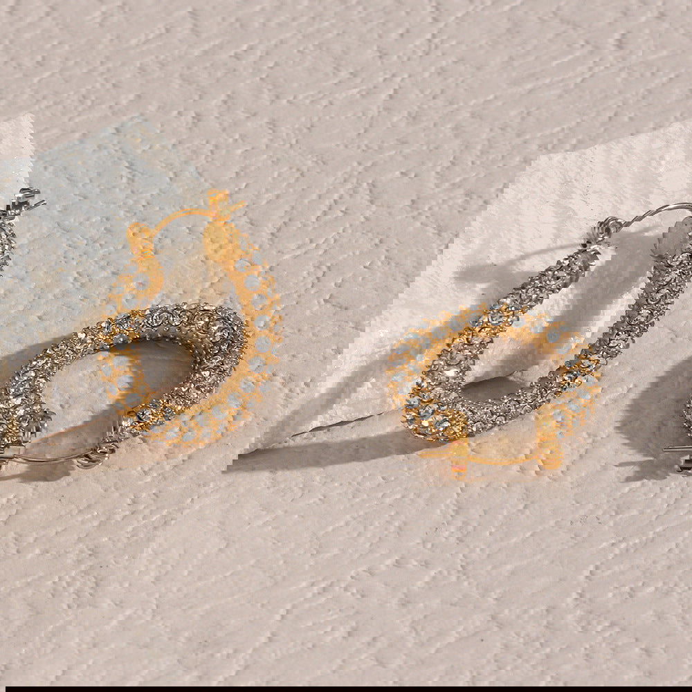 Lucia Stainless Steel 18K Gold U Shape Full Diamond Zircon Earrings