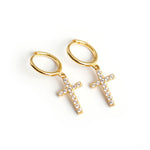Magdalena Cross Mini Hoop Earrings | Silver or Gold Gold