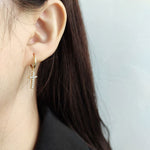 Magdalena Cross Mini Hoop Earrings | Silver or Gold