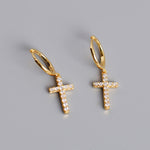 Magdalena Cross Mini Hoop Earrings | Silver or Gold