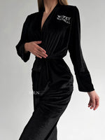 MAJESTIC Luxurious Black Velour Robe