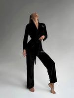 MAJESTIC Luxurious Black Velour Robe