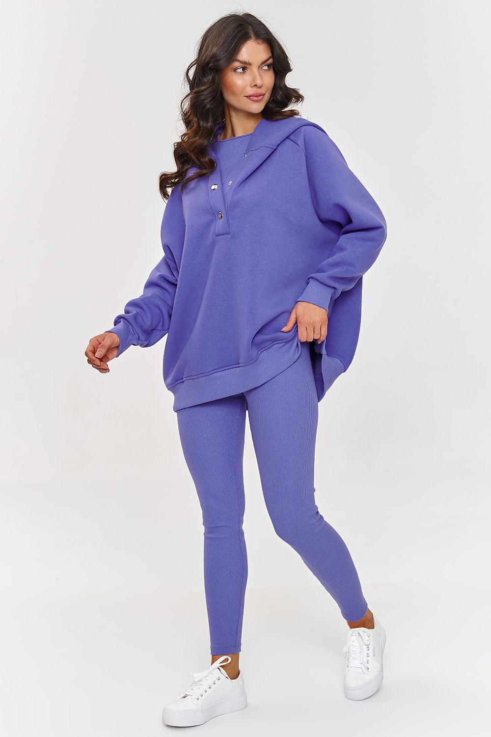 Makadamia 3-in-1 Loungewear Set with Sweatshirt, Top, and Leggings violet one-size-fits-all