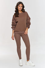 Makadamia Cotton Sweatsuit Set with Oversized Sweatshirt and Leggings brown one-size-fits-all