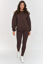 Makadamia Cotton Sweatsuit Set with Oversized Sweatshirt and Leggings brown 2 one-size-fits-all