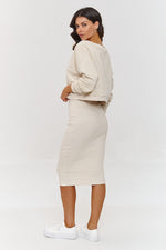 Makadamia Women's Tracksuit Set with Midi Dress and Loose Blouse