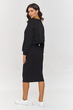 Makadamia Women's Tracksuit Set with Midi Dress and Loose Blouse