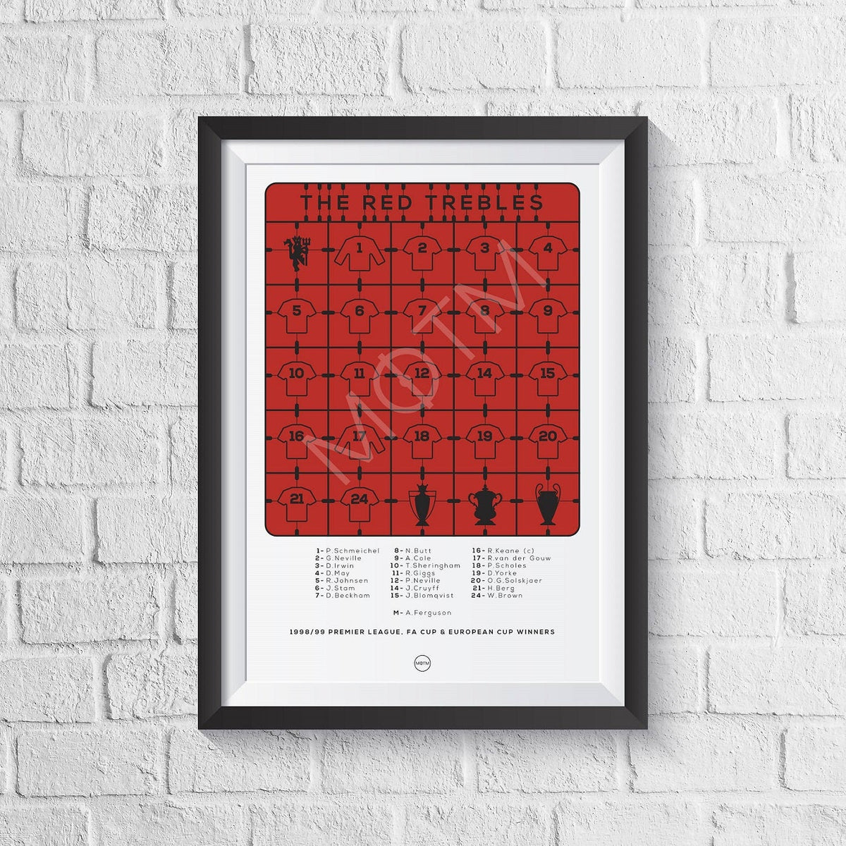 Manchester United 'The Red Trebles' 1998/1999 Print A0 - 841mm x 1189mm