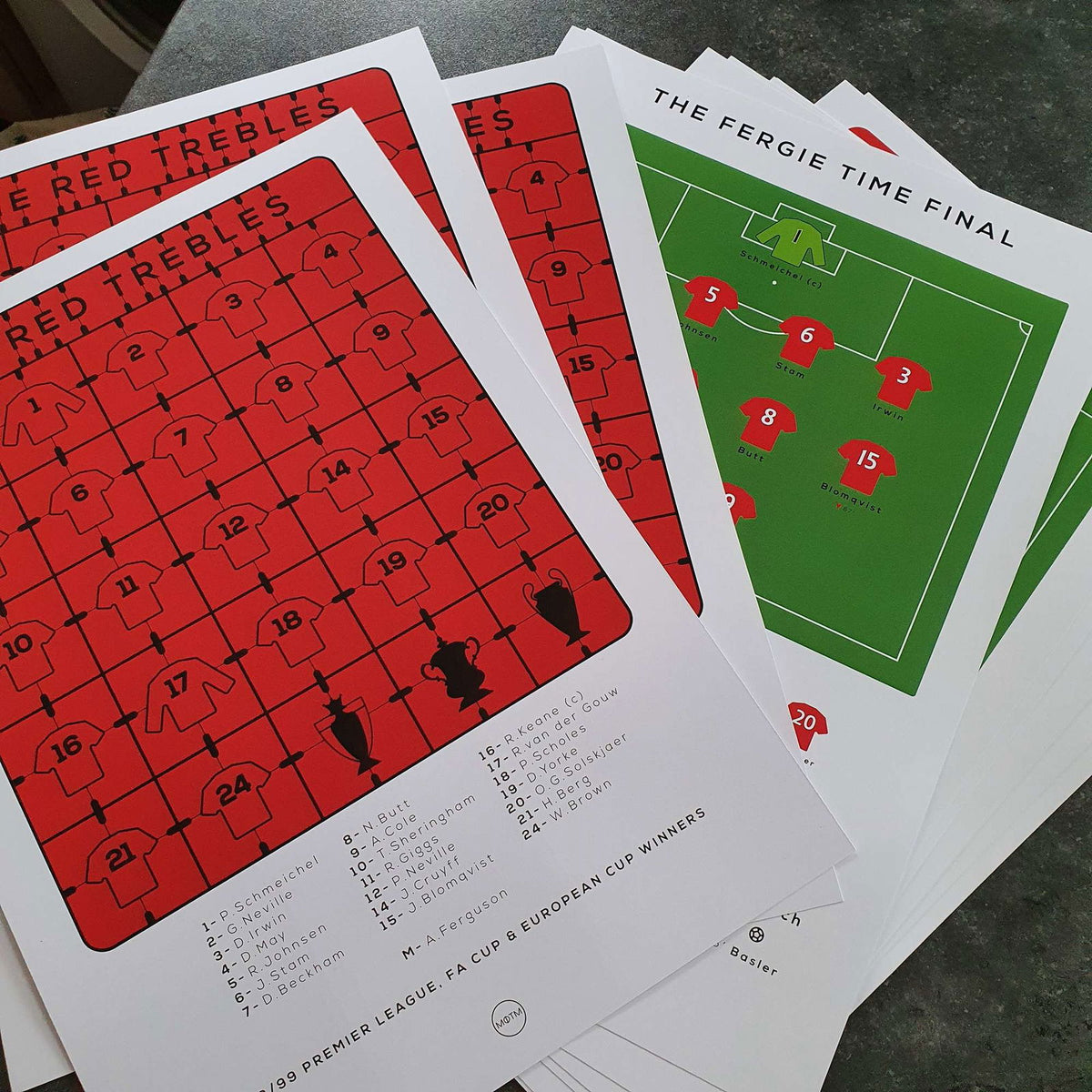 Manchester United 'The Red Trebles' 1998/1999 Print