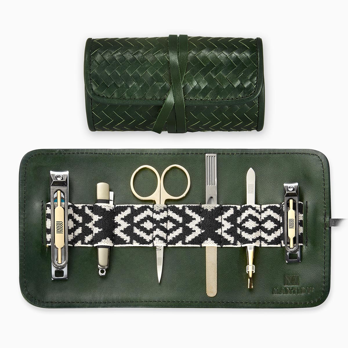 Mantidy® Herringbone Grooming Roll, Racing Green Black and Cream Included