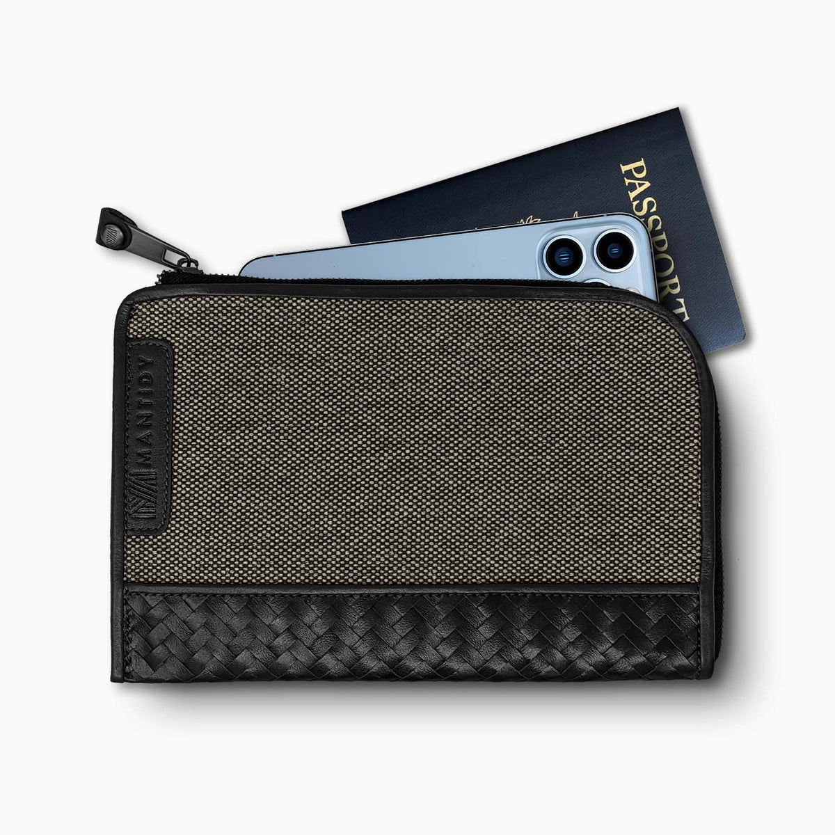 Mantidy® Herringbone Travel Wallet, Black