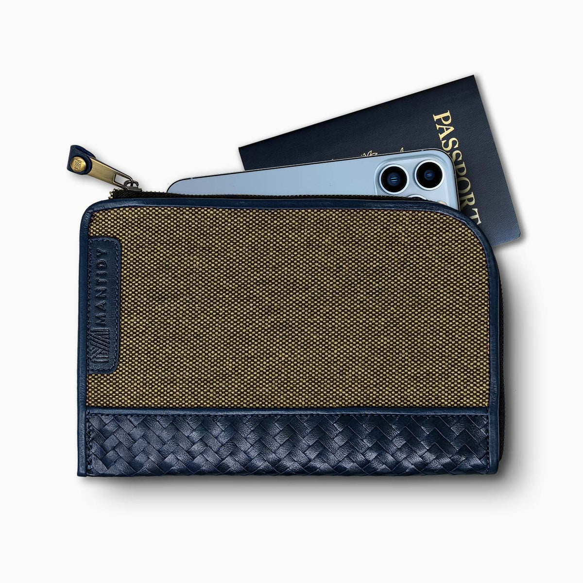 Mantidy® Herringbone Travel Wallet, Navy Blue