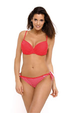 Marko Check Two-Piece Side-Tie Push-Up Bikini Set red