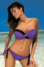 Marko Elegant Push-Up Two-Piece Bikini Set with Overlapping Neckline violet 2