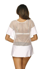 Marko Mesh Cuban-Style Beach Tunic with Frilled Accents