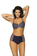 Marko Retro High-Waisted Push-Up Two-Piece Bikini Set with Mesh Accents