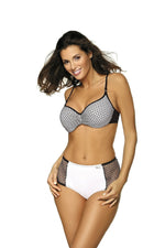 Marko Retro High-Waisted Push-Up Two-Piece Bikini Set with Mesh Accents