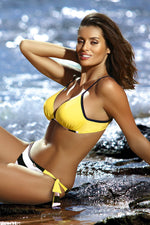 Marko Smooth Push-Up Two-Piece Bikini Set with Striped Brazilian Briefs yellow