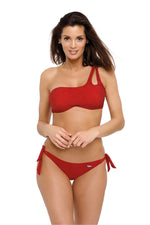 Marko Suede-Look Two-Piece Bikini Set with Asymmetrical Strap red