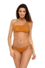 Marko Suede-Look Two-Piece Bikini Set with Asymmetrical Strap yellow