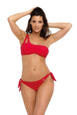 Marko Suede-Look Two-Piece Bikini Set with Asymmetrical Strap pink