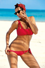 Marko Suede-Look Two-Piece Bikini Set with Asymmetrical Strap