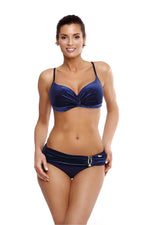 Marko Velour-Look Push-Up Bikini Set with Pearl Sheen navy blue