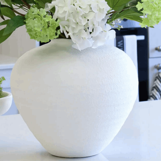 Regola Matt White Ceramic Stone Vase Large
