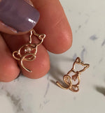 Meow Cat Shapes Rose Gold with Zircon Stones Earrings