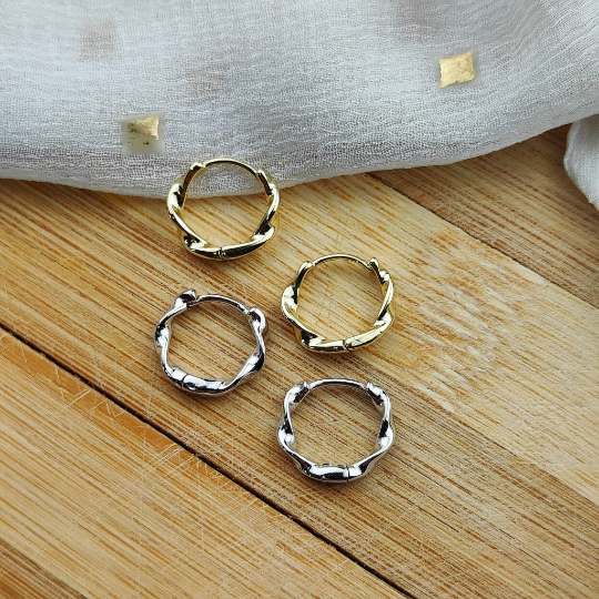 Mercy Sterling Silver Dainty Twist Spiral Everyday Hoop Earrings