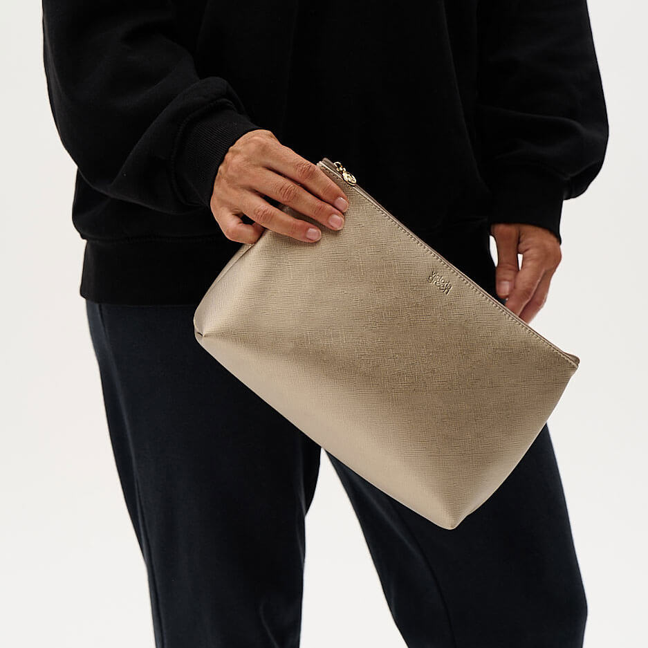 'Mia' Large Makeup Bag in Gold