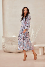 Midi Wrap Top Long Sleeve Day Dress | Roco Fashion