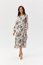 Midi Wrap Top Long Sleeve Day Dress | Roco Fashion multicolor 6