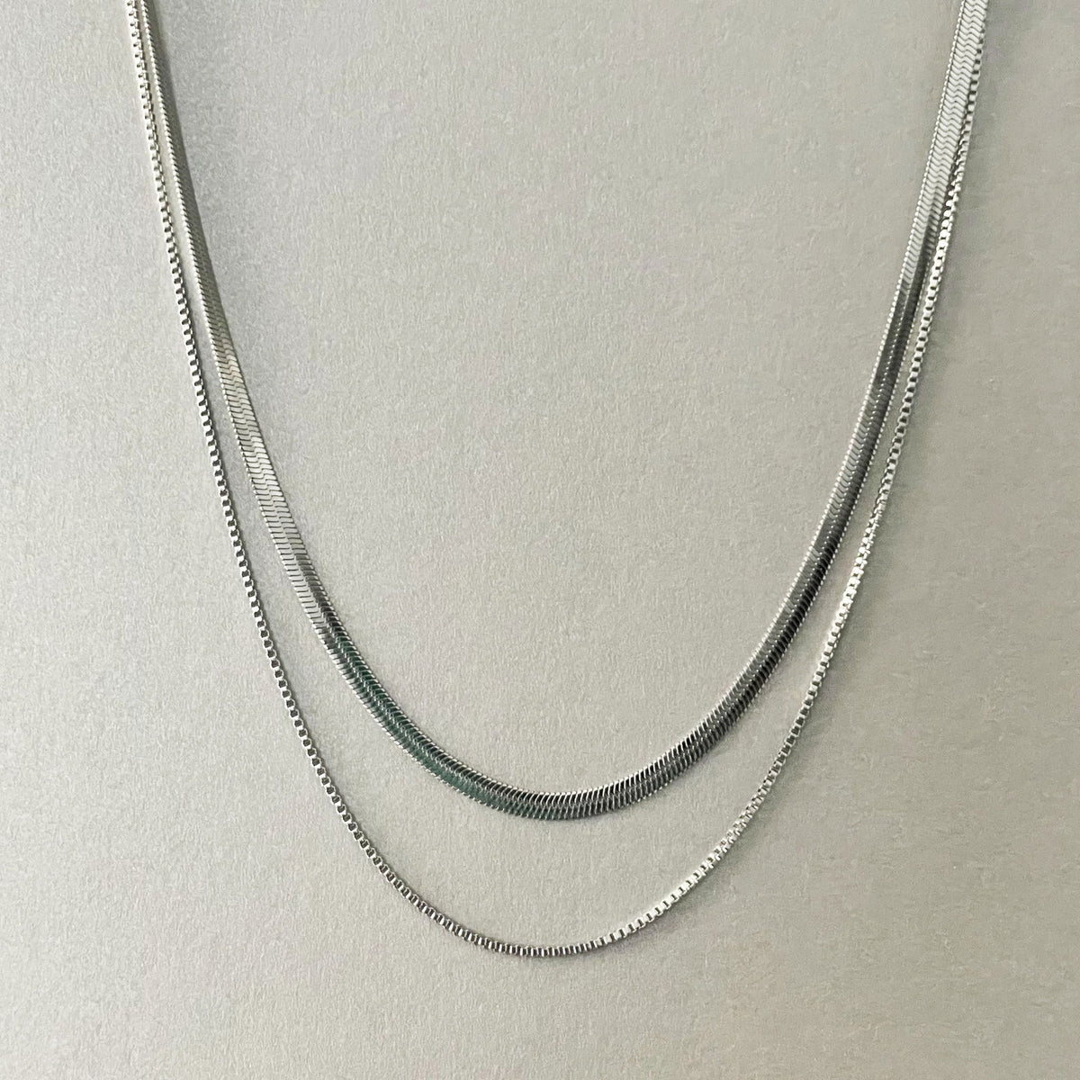 Milan Luxe Silver Plated Double Layer Chain