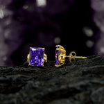 Mini Maus Stud earrings | Purple Cubic Zirconia Gold Plated