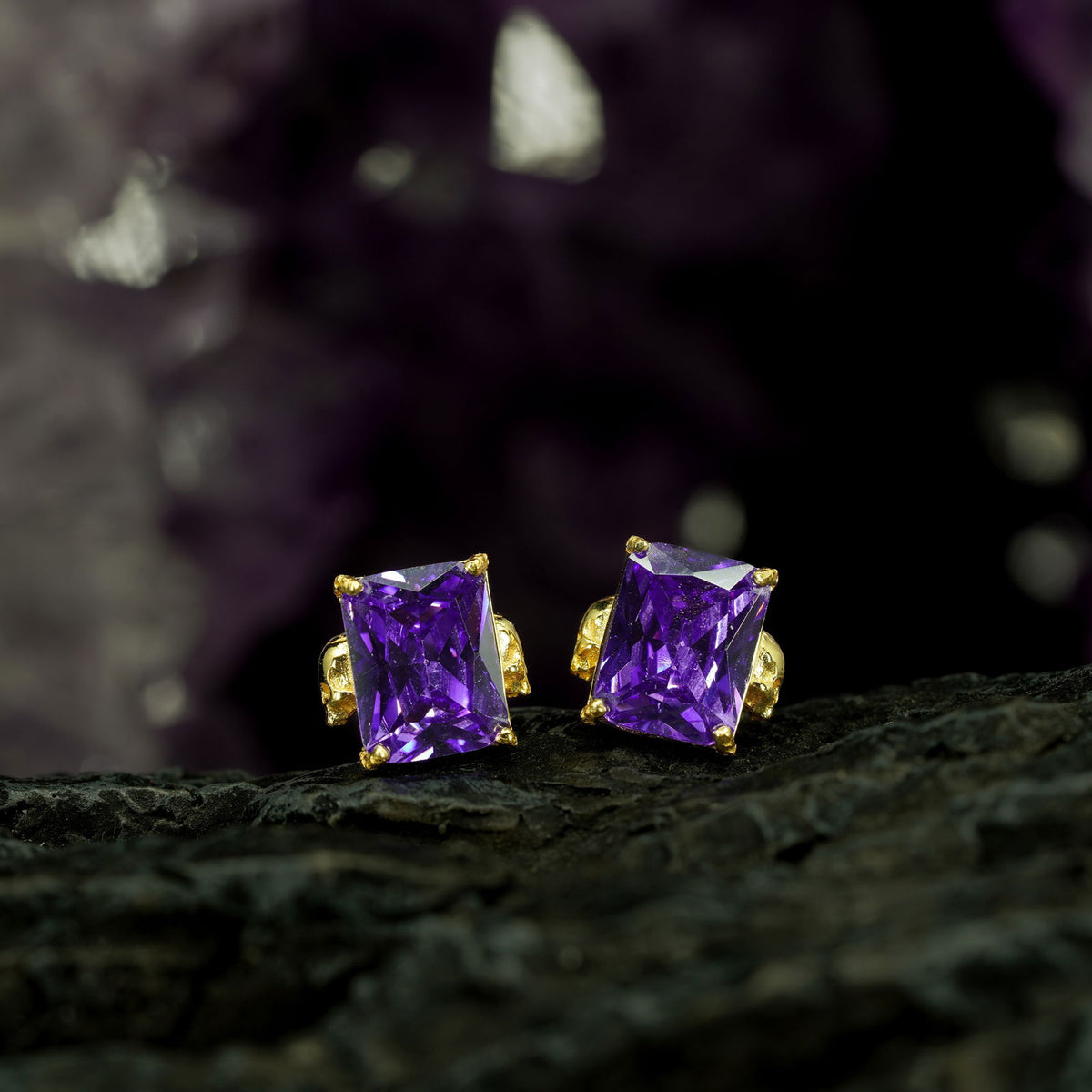 Mini Maus Stud earrings | Purple Cubic Zirconia
