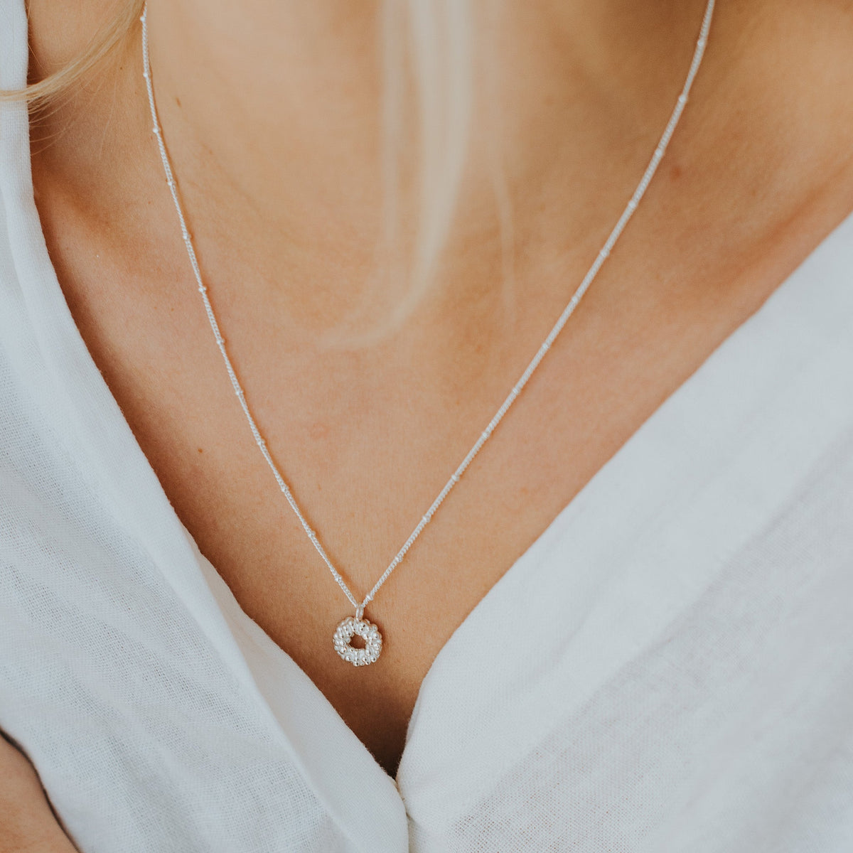 Dainty London Mini Silver Barnacle Necklace