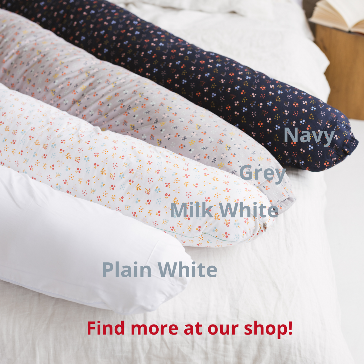 MINICAMP C-Shape Baby Feeding & Pregnancy Pillow with Organic White Cover | Kapok or PES Filling