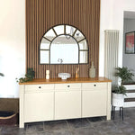 Mio - Black & Gold Metal Arched Window Mirror - 95cm x 120cm