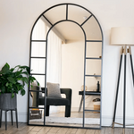 Mio- Full Length Black Metal Arched Window Mirror - 200cm x 120cm