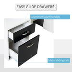 Modern Computer Desk with Drawers and Storage Shelves, Study Workstation, Writing Desk with Printer Stand for Home Office, Black and White