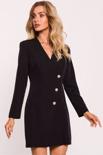 Moe Jacket-Style Daydress with Gold Buttons and Collar black