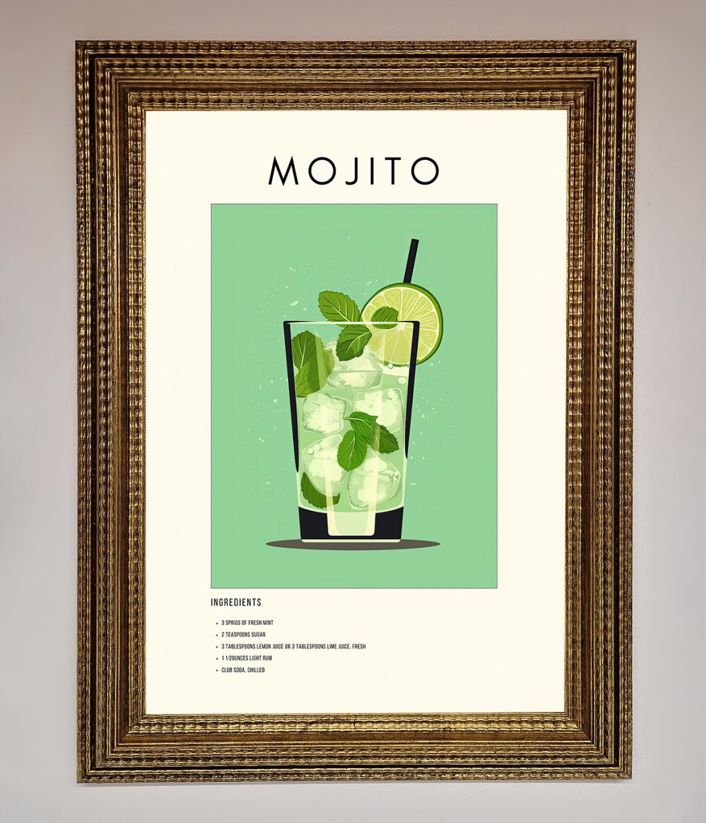 Mojito Framed Poster Ornate Gold