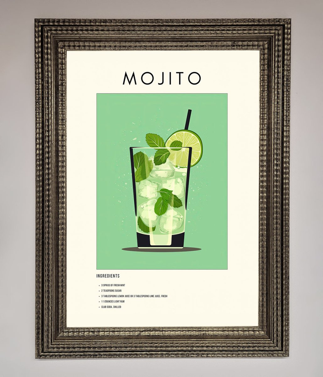 Mojito Framed Poster Ornate Silver