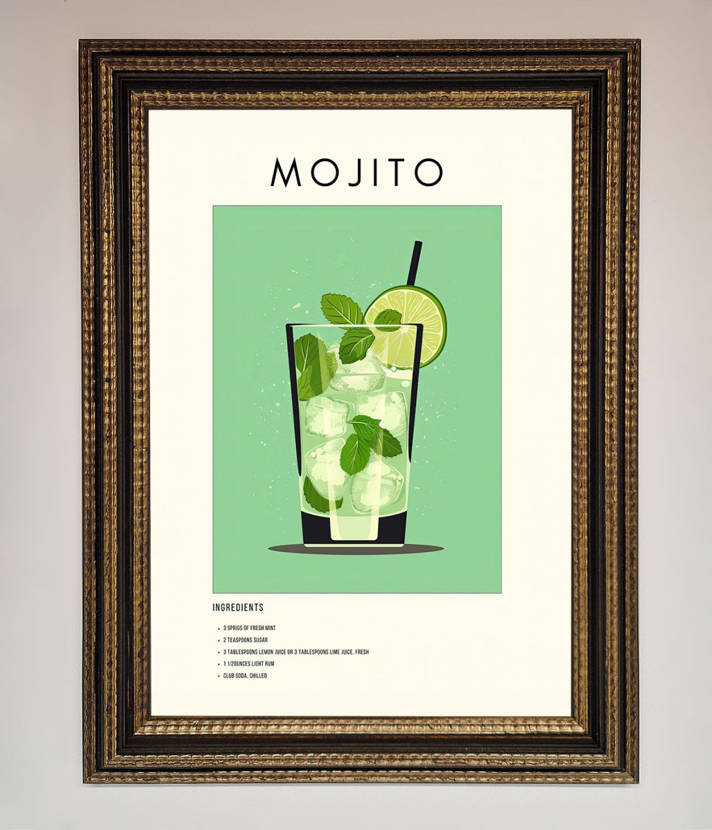 Mojito Framed Poster Ornate Gold Black