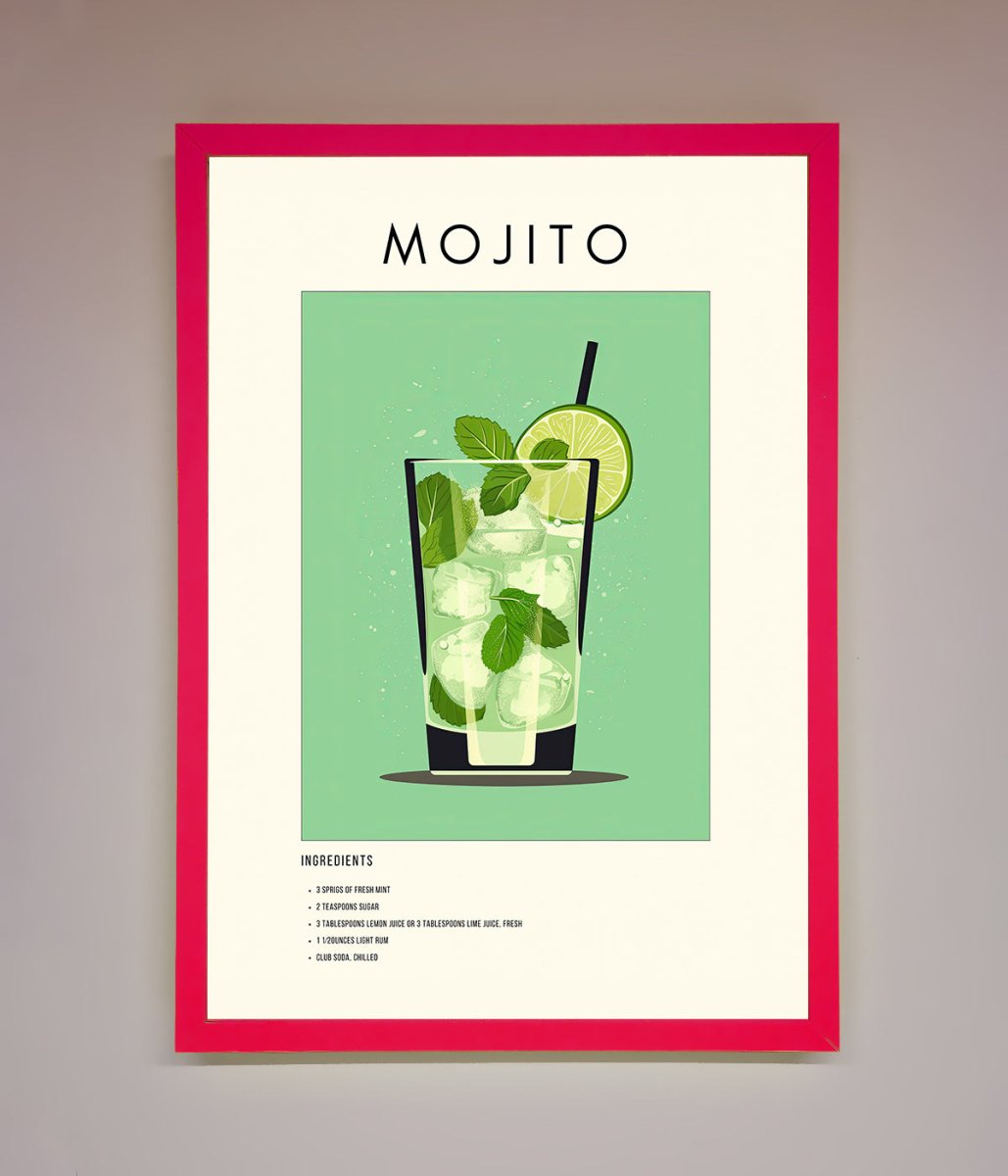 Mojito Framed Poster Neon Pink